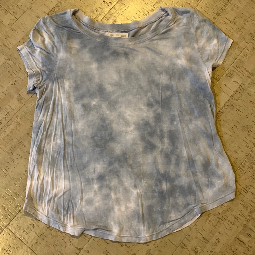 Girls Light Blue Tie Die Soft Short Sleeve Top